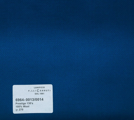 6964-0013/0014 Cerruti Lanificio - Vải Suit 100% Wool - Xanh Dương Trơn